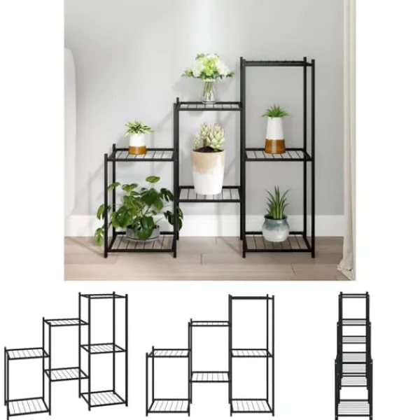 Plantestativer^The Living Store blomsterstativ 83x25x80 cm jern sort - Planteborde