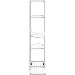 Best The Living Store blomsterstativ 5 niveauer med hjul 44x23x100 cm jern hvid - Planteborde Plantestativer