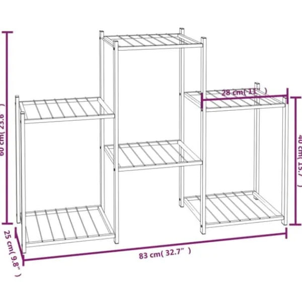 Discount The Living Store blomsterstativ 83x25x60 cm jern sort - Planteborde Plantestativer