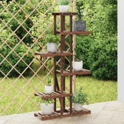 Best The Living Store blomsterstativ 175x25x140,5 cm massivt fyrretræ - Planteborde Krukker & Plantebeholdere