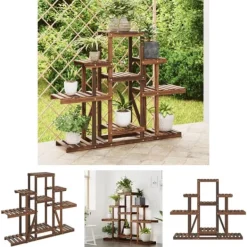 Plantestativer^The Living Store blomsterstativ 110x25x98 cm massivt fyrretræ - Planteborde