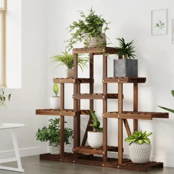 Plantestativer^The Living Store blomsterstativ 110x25x98 cm massivt fyrretræ - Planteborde