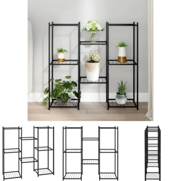 Plantestativer^The Living Store blomsterstativ 83x25x80 cm jern sort - Planteborde