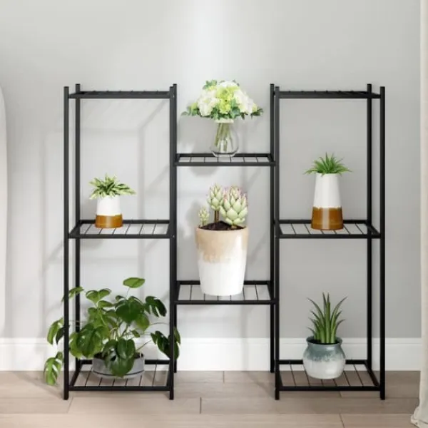 Plantestativer^The Living Store blomsterstativ 83x25x80 cm jern sort - Planteborde