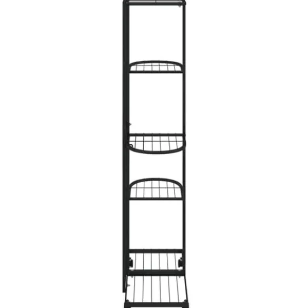 Plantestativer^The Living Store blomsterstativ 5 niveauer med hjul 44x23x100 cm jern sort - Planteborde