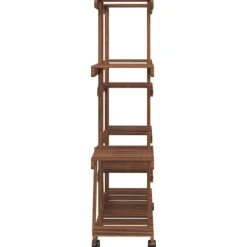 New The Living Store blomsterstativ med hjul 110x25x115 cm massivt fyrretræ - Planteborde Plantestativer