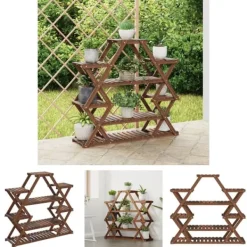 Plantestativer^The Living Store blomsterstativ 110x25x105 cm massivt fyrretræ - Planteborde