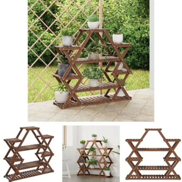 Plantestativer^The Living Store blomsterstativ 110x25x105 cm massivt fyrretræ - Planteborde