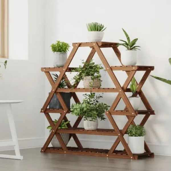 Plantestativer^The Living Store blomsterstativ 110x25x105 cm massivt fyrretræ - Planteborde