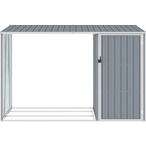 Skure, Garager & Carports^The Living Store brændeskur 245x98x159 cm galvaniseret stål grå - Skure & Redskabsskure