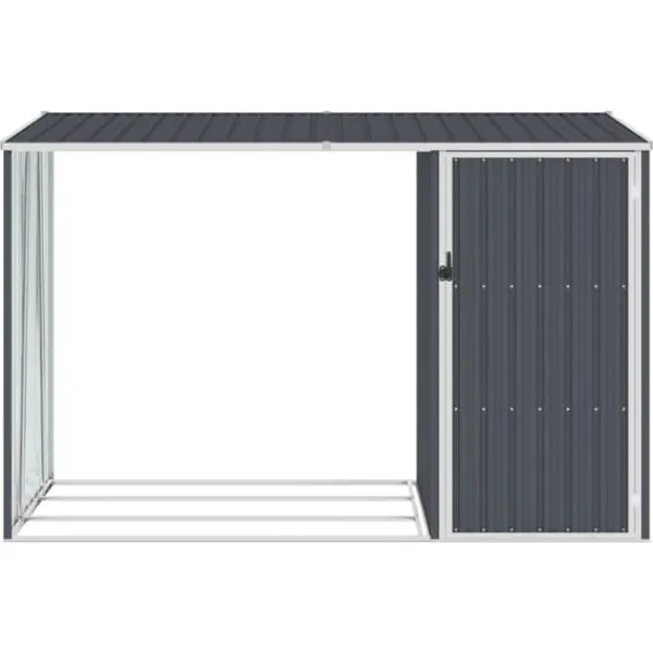 Hot The Living Store brændeskur 245x98x159 cm galvaniseret stål antracitgrå - Skure & Redskabsskure Skure, Garager & Carports