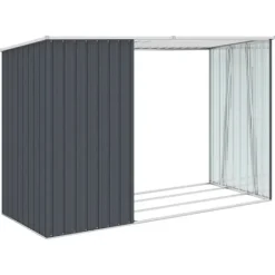 Hot The Living Store brændeskur 245x98x159 cm galvaniseret stål antracitgrå - Skure & Redskabsskure Skure, Garager & Carports