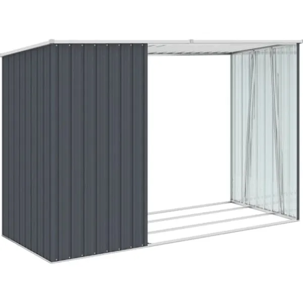 Hot The Living Store brændeskur 245x98x159 cm galvaniseret stål antracitgrå - Skure & Redskabsskure Skure, Garager & Carports