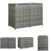 Outlet The Living Store dobbelt skraldespandsskjuler 148x77x111 cm polyrattan grå - Skure & Redskabsskure Skure, Garager & Carports