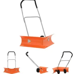 The Living Store dobbeltvinklet sneskovl med udvideligt håndtag stål orange - Sneskovle Snerydning