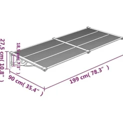 Hot The Living Store dørbaldakin 199x90 cm polycarbonat sort og transparent - Markiser Telte & Lysthuse