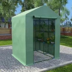 Best The Living Store drivhus med hylder 143x143x195 cm stål - Drivhuse Drivhus