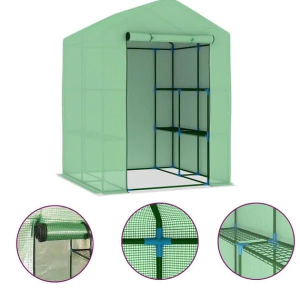 Best The Living Store drivhus med hylder 143x143x195 cm stål - Drivhuse Drivhus