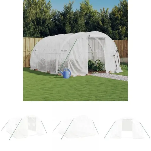 Drivhus^The Living Store drivhus med stålstel 12 m² 4x3x2 m hvid - Drivhuse
