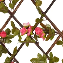 Buer, Spalier, Lysthuse Uden Tag^The Living Store espalier med kunstig vedbend 180x20 cm udvidelig mørk pink - Havehegn
