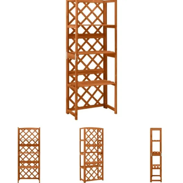 Clearance The Living Store espalier med hylder 55x30x140 cm massivt grantræ - Havebuer, espalierer & pergolaer Buer, Spalier, Lysthuse Uden Tag