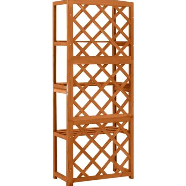 Clearance The Living Store espalier med hylder 55x30x140 cm massivt grantræ - Havebuer, espalierer & pergolaer Buer, Spalier, Lysthuse Uden Tag