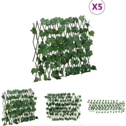 Online The Living Store espalier 5 stk. med kunstige vinblade 190x60 cm udvidelig grøn - Havehegn Buer, Spalier, Lysthuse Uden Tag
