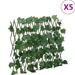 Online The Living Store espalier 5 stk. med kunstige vinblade 190x60 cm udvidelig grøn - Havehegn Buer, Spalier, Lysthuse Uden Tag