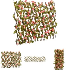 Outlet The Living Store espalier med kunstig vedbend 180x60 cm udvidelig mørk pink - Havehegn Buer, Spalier, Lysthuse Uden Tag