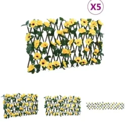 Sale The Living Store espalierer med kunstig vedbend 5 stk. 180x20 cm udvidelig gul - Havehegn Buer, Spalier, Lysthuse Uden Tag