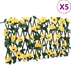Sale The Living Store espalierer med kunstig vedbend 5 stk. 180x20 cm udvidelig gul - Havehegn Buer, Spalier, Lysthuse Uden Tag