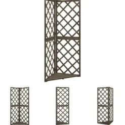 Buer, Spalier, Lysthuse Uden Tag^The Living Store espalier til hjørne 50x50x145 cm massivt grantræ grå - Havebuer, espalierer & pergolaer