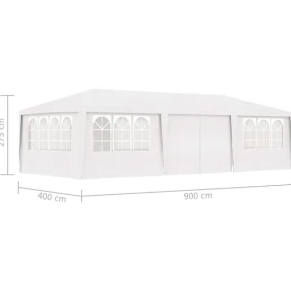 Telte & Lysthuse^The Living Store festtelt med sidevægge 4x9 m 90 g/m² hvid - Festtelte & havepavilloner