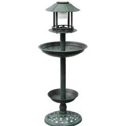 Til Fugle & Småvildt^The Living Store fuglebad/ foderbræt med solcellelampe - Fuglebade