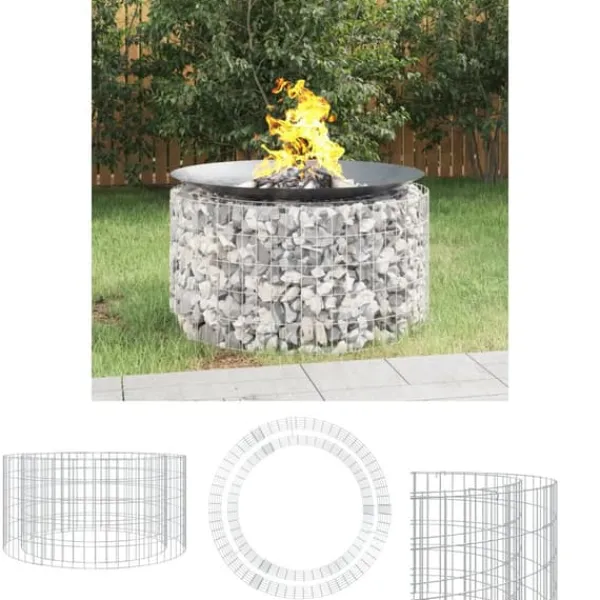 Pejse^The Living Store gabion-bålkurv Ø 100 cm galvaniseret jern - Ildsteder