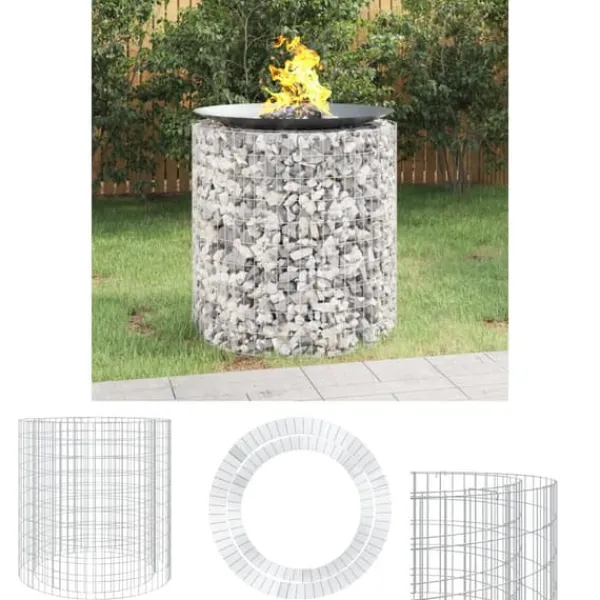 Pejse^The Living Store gabion-bålkurv Ø 100 cm galvaniseret jern - Ildsteder