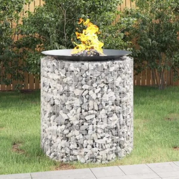 Pejse^The Living Store gabion-bålkurv Ø 100 cm galvaniseret jern - Ildsteder