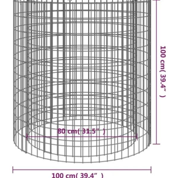 Pejse^The Living Store gabion-bålkurv Ø 100 cm galvaniseret jern - Ildsteder