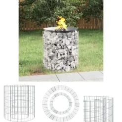 Pejse^The Living Store gabion-bålkurv Ø 50 cm galvaniseret jern - Ildsteder