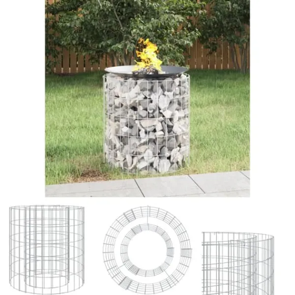 Pejse^The Living Store gabion-bålkurv Ø 50 cm galvaniseret jern - Ildsteder