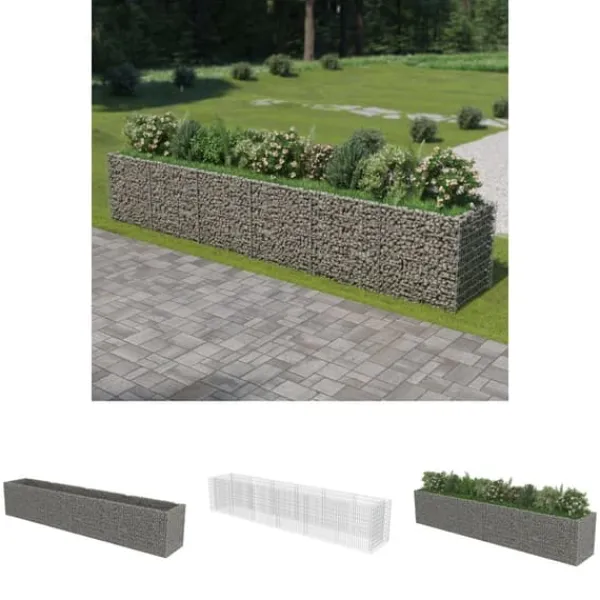 Clearance The Living Store gabion-højbed 540x90x100 cm galvaniseret stål - Plantekrukker Krukker & Plantebeholdere