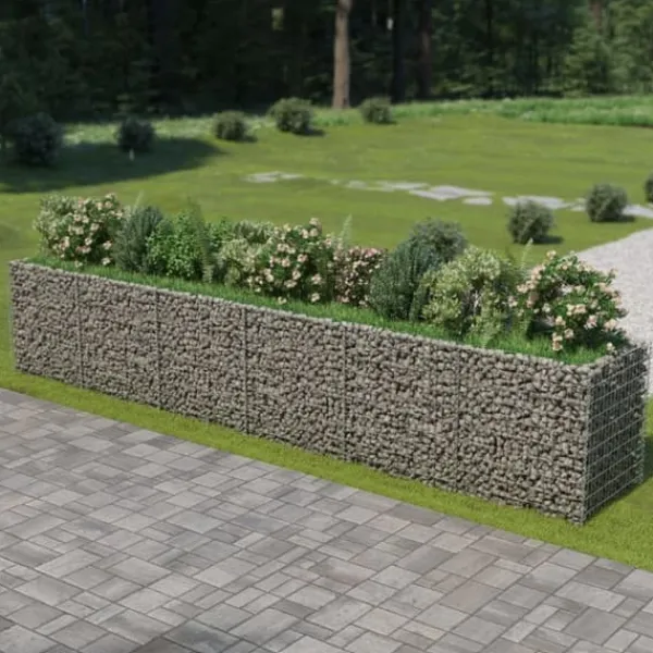 Clearance The Living Store gabion-højbed 540x90x100 cm galvaniseret stål - Plantekrukker Krukker & Plantebeholdere
