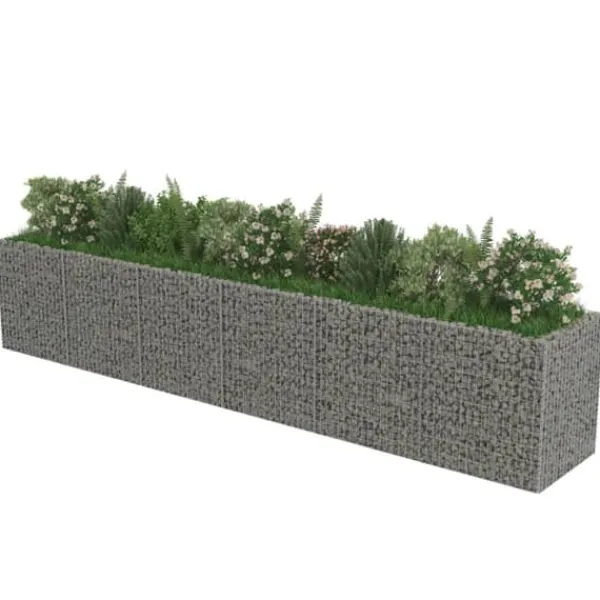 Clearance The Living Store gabion-højbed 540x90x100 cm galvaniseret stål - Plantekrukker Krukker & Plantebeholdere