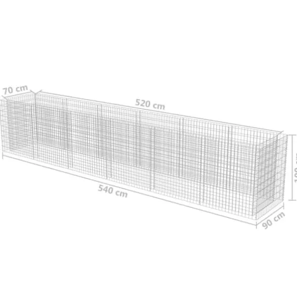 Clearance The Living Store gabion-højbed 540x90x100 cm galvaniseret stål - Plantekrukker Krukker & Plantebeholdere