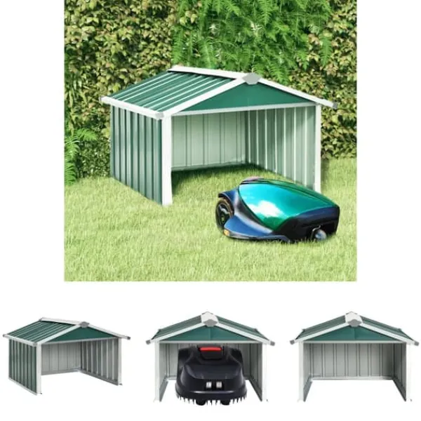 Online The Living Store garage til robotplæneklipper 92x97x63 cm galvaniseret stål grøn - Skure & Redskabsskure Skure, Garager & Carports