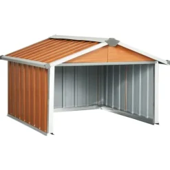 Clearance The Living Store garage til robotplæneklipper 92x97x63 cm galvaniseret stål brun - Skure & Redskabsskure Skure, Garager & Carports