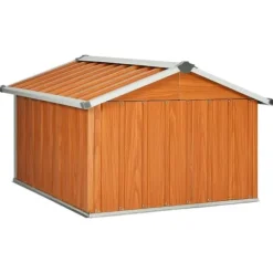 Clearance The Living Store garage til robotplæneklipper 92x97x63 cm galvaniseret stål brun - Skure & Redskabsskure Skure, Garager & Carports