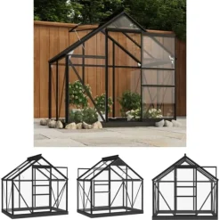 Drivhus^The Living Store glasdrivhus 155x103x191 cm aluminium antracitgrå - Drivhuse
