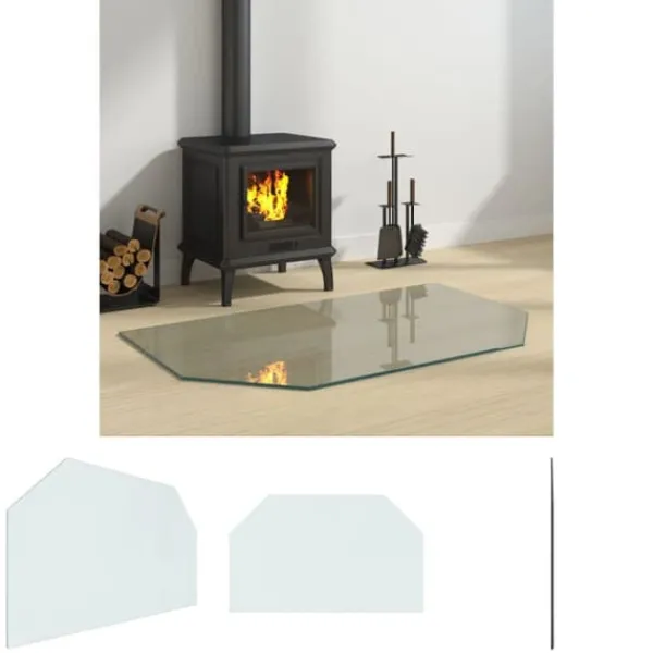 Tilbehør Til Brændeovne & Pejse^The Living Store glasplade til pejs 100x60 cm sekskantet - Glas