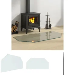 Tilbehør Til Brændeovne & Pejse^The Living Store glasplade til pejs 100x50 cm sekskantet - Glas